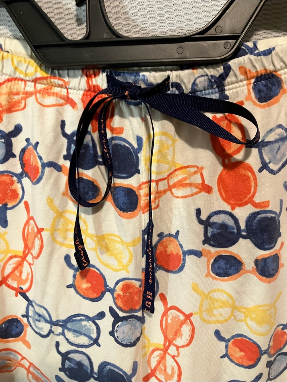 HUE White Lounge Shorts with Navy, Orange & Yellow Sunglasses Print - Picture 3 of 9